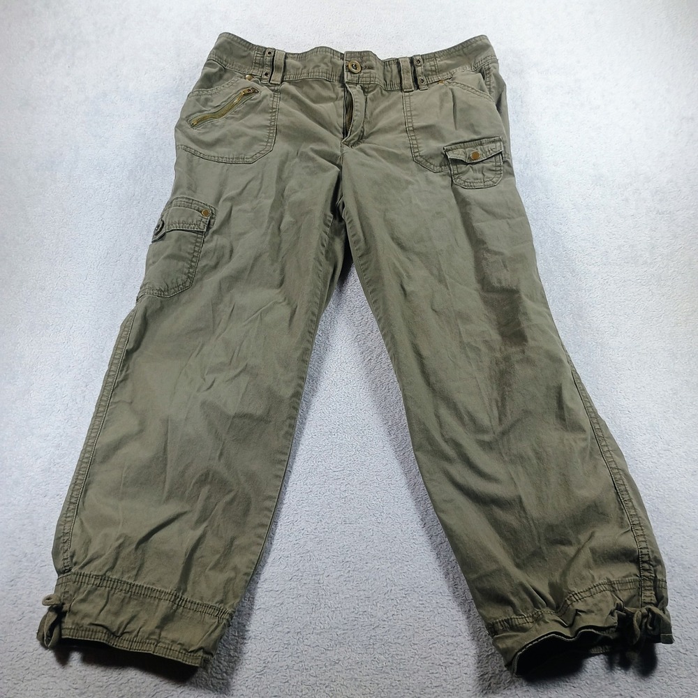 Unionbay Womens Cargo Pants Olive Green Size 31 Utility Tie-Cuff Trousers